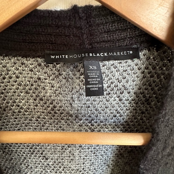 White House Black Market Fuzzy Gray and Black Cardigan - Picture 2 of 4
